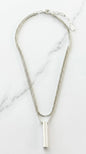 Envy Short silver double layered necklace with bar pendant