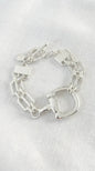 Envy Silver double layered linked chain bracelet with horsebit design