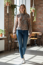 Tally Bubble Hem Faux Leopard Blouse