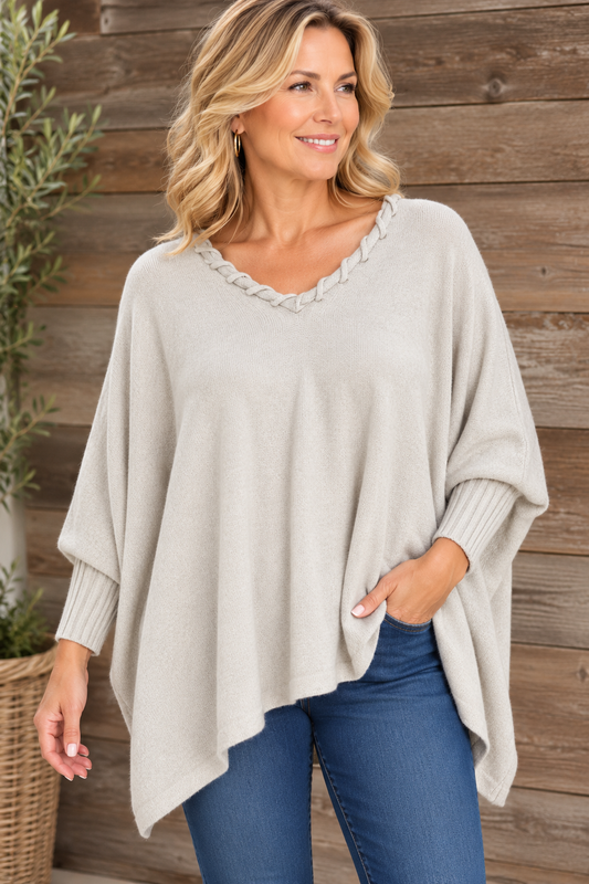 Swing V neck Jumper Cream