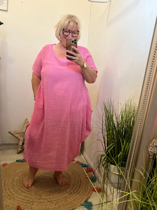 Made in Italy Stripe Dress Pink/White