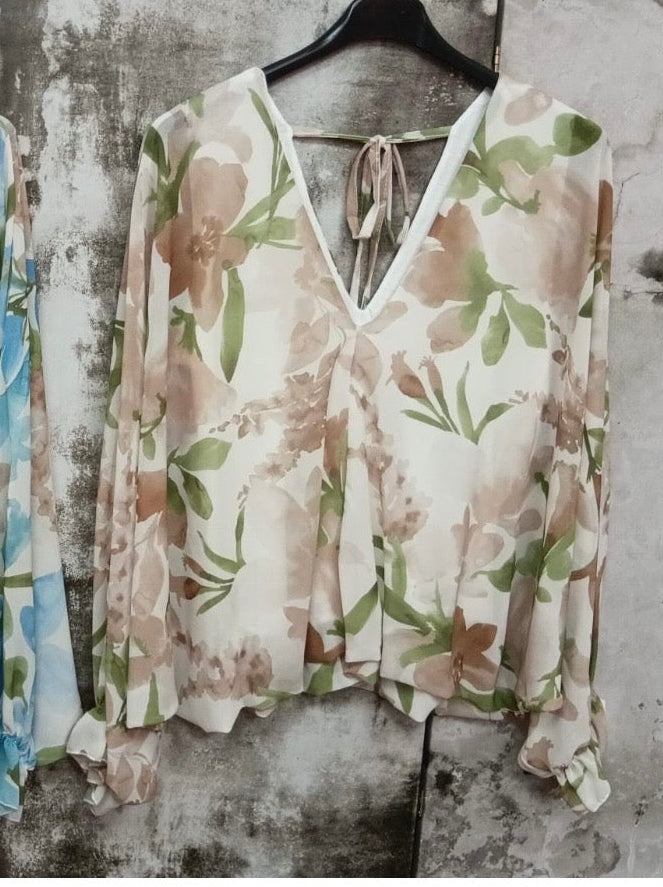 Nikki V Blouse Green Floral
