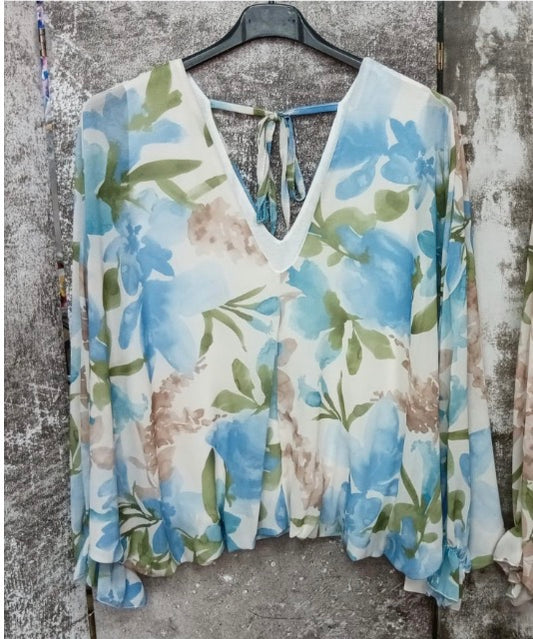 Nikki V Blouse Blue Floral
