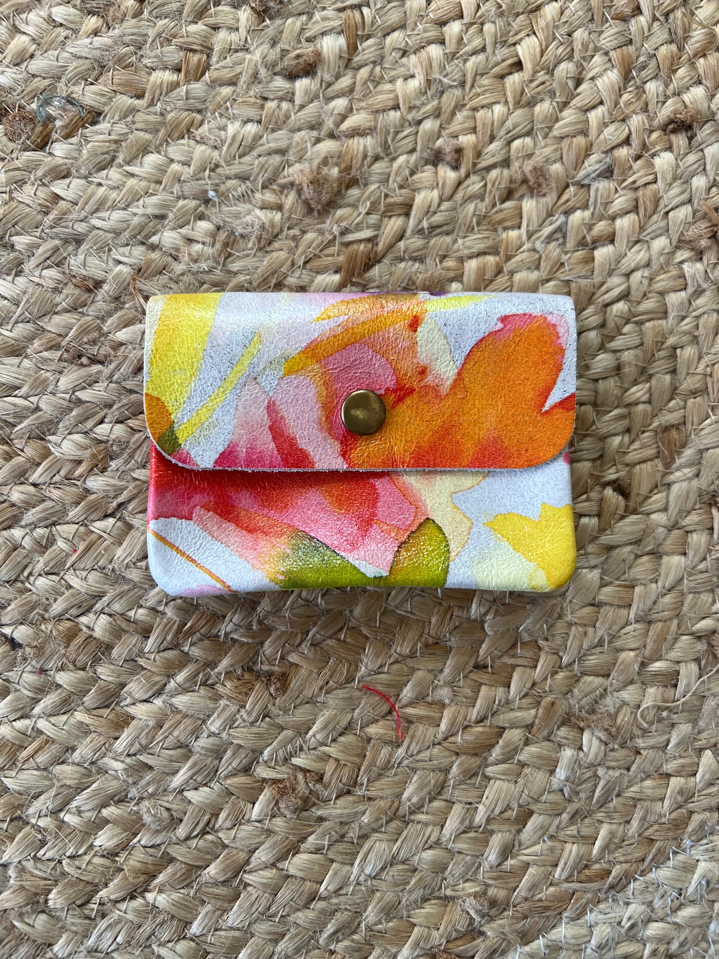 Leather Button Purse Floral Assorted Colours