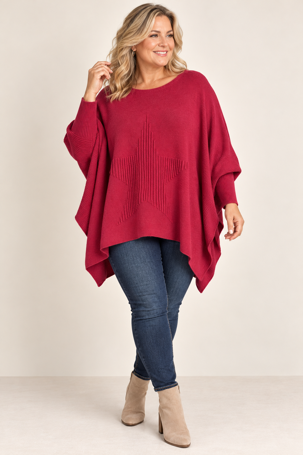 Oversized Star Jumper Wine