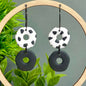Kay Jay Clay Dalmatian Print Handmade Polymer Clay Hoop Earrings: Black