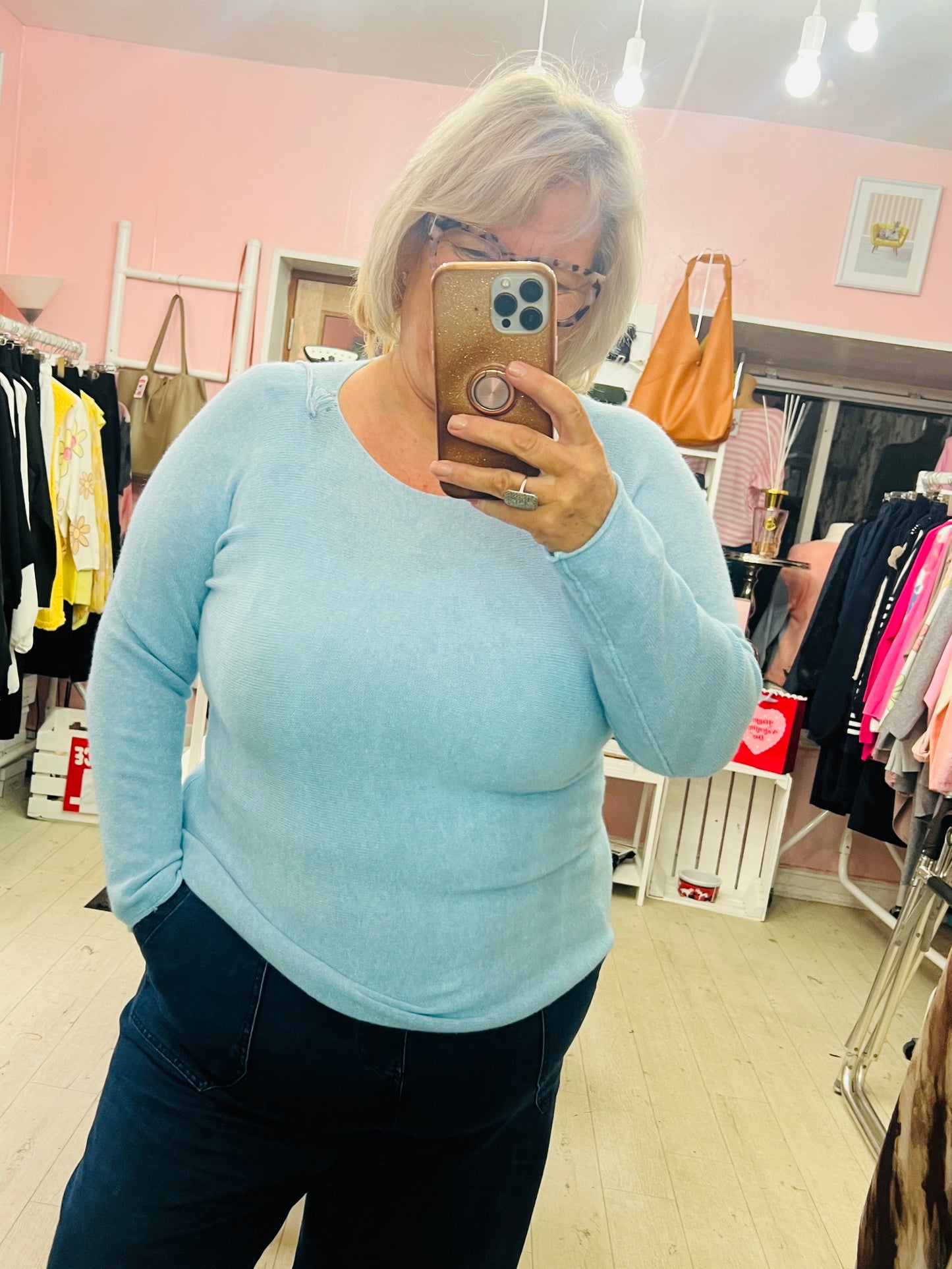 Dora Lightweight Soft knit Jumper Blue