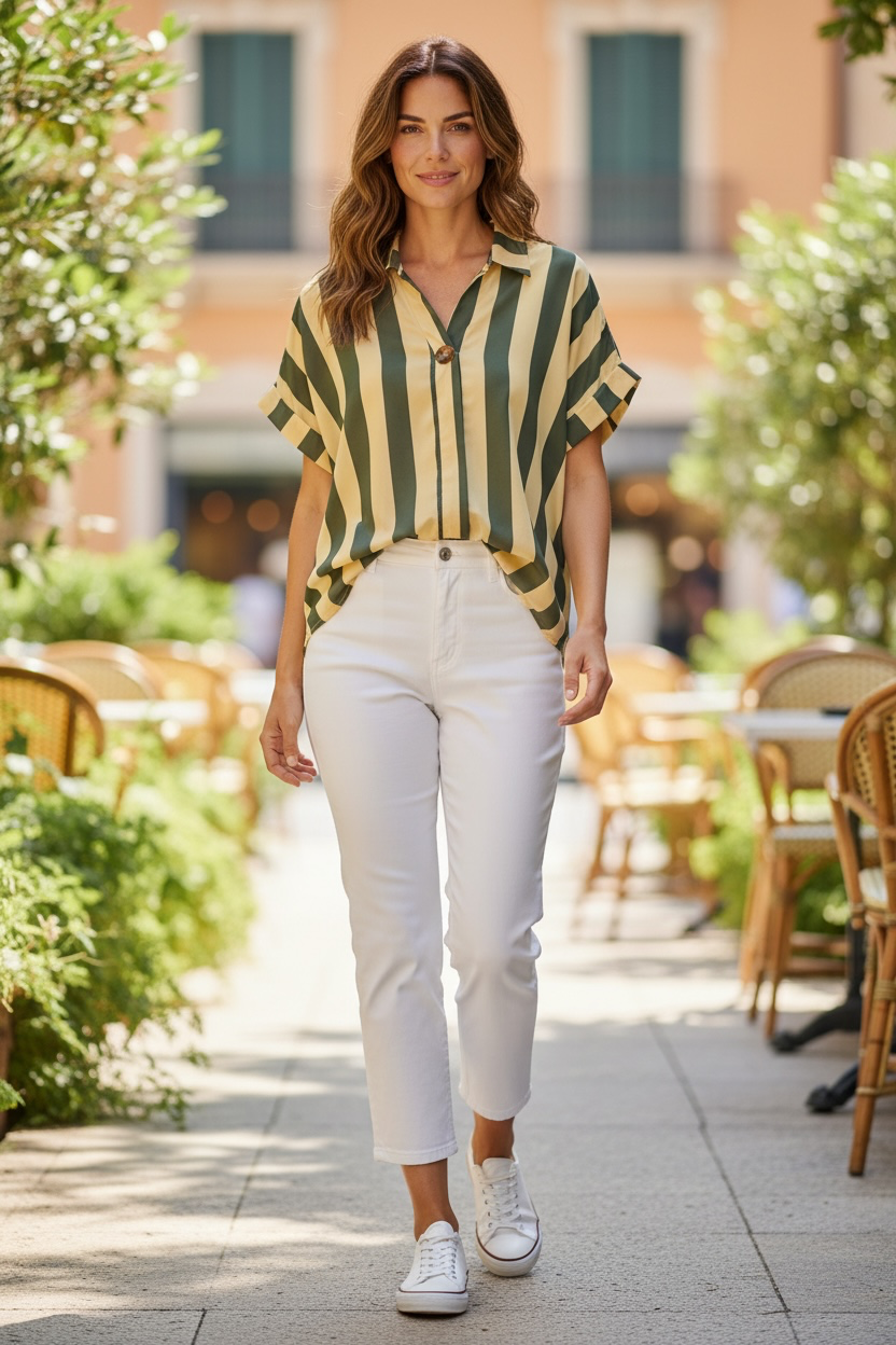 Nikki Stripe Top Lemon/Chocolate
