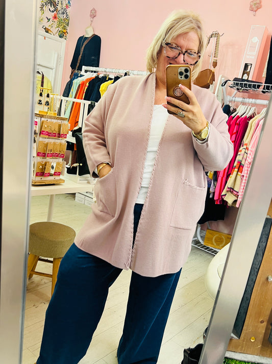 Dakota Two Pocket Cardigan Blush Pink