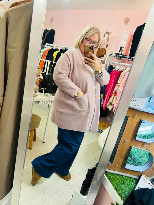 Dakota Two Pocket Cardigan Blush Pink