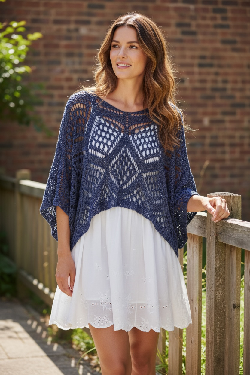 Crochet Top Navy