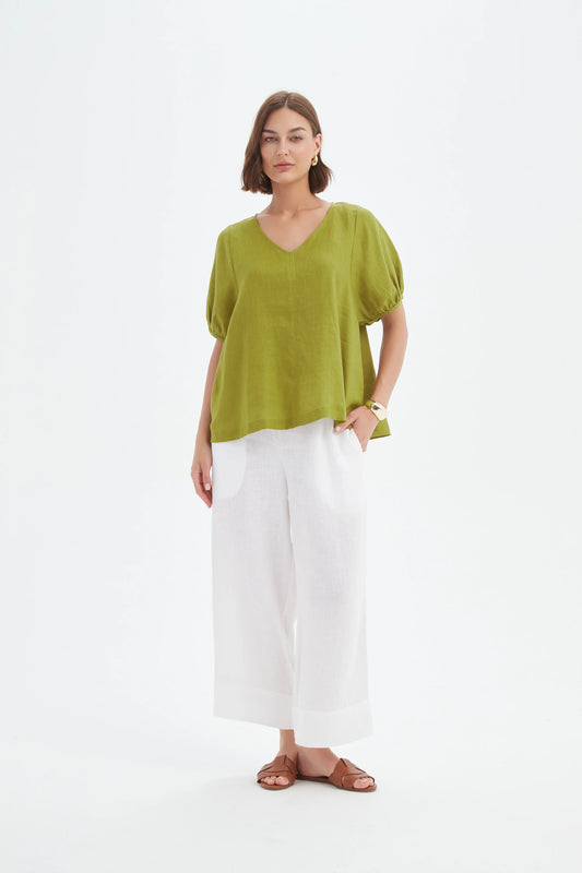 Tirelli Bishop Sleeve Top French Chartreuse