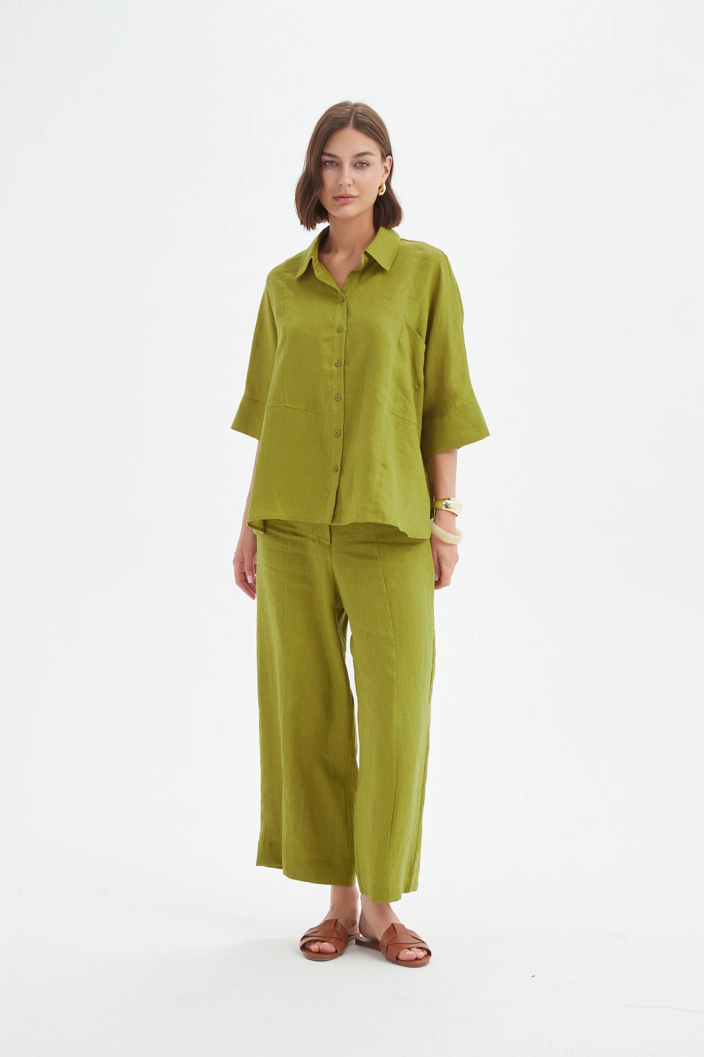 Tirelli Seam Detail Boxy Shirt French Chartreuse