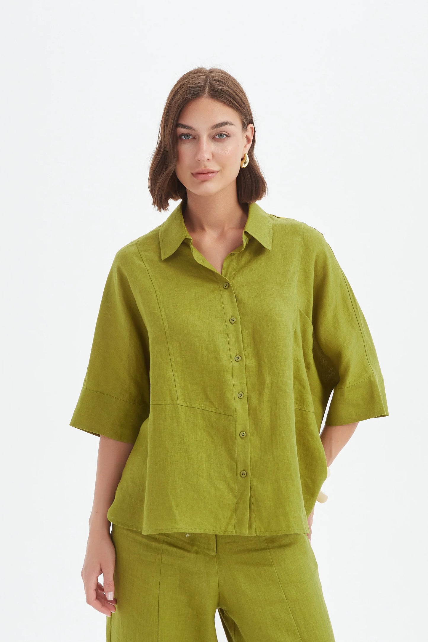 Tirelli Seam Detail Boxy Shirt French Chartreuse