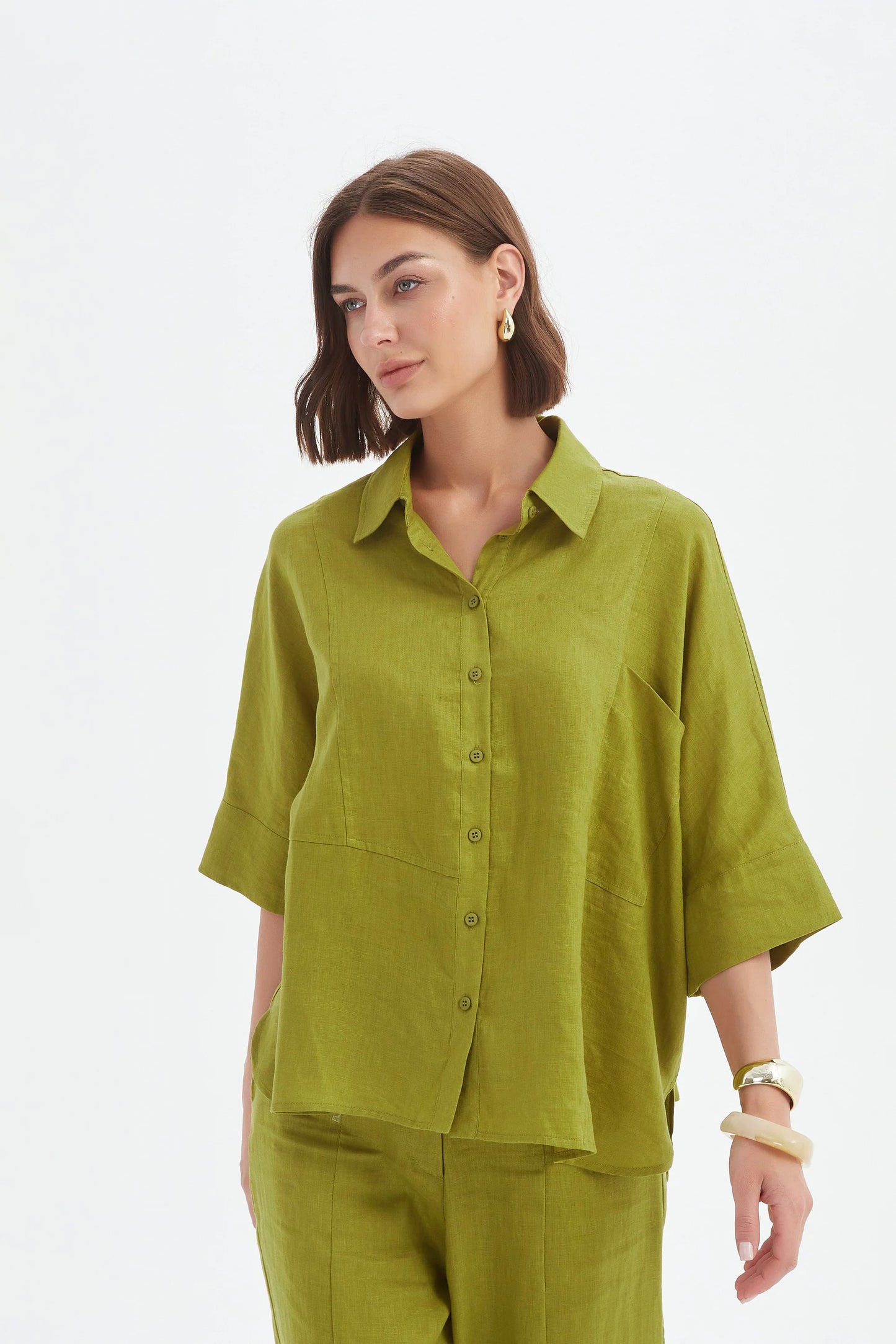 Tirelli Seam Detail Boxy Shirt French Chartreuse