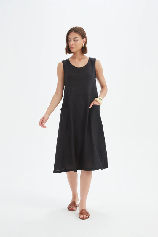 Tirelli Sleeveless Pocket Dress Black
