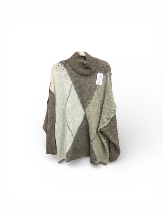 Anya Soft knit Argyle style Jumper Biege