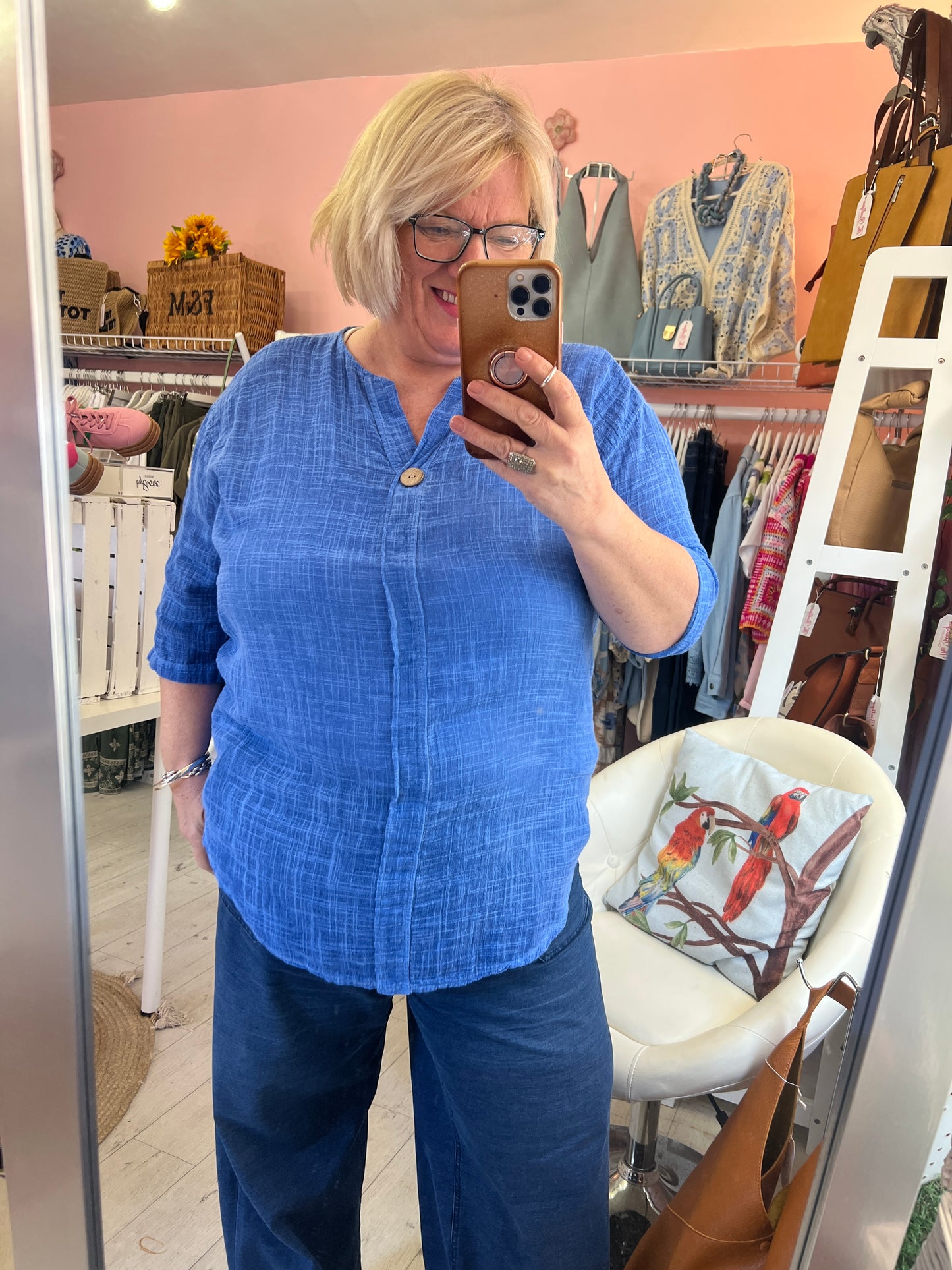 Denny Cotton Blouse Royal/Blue