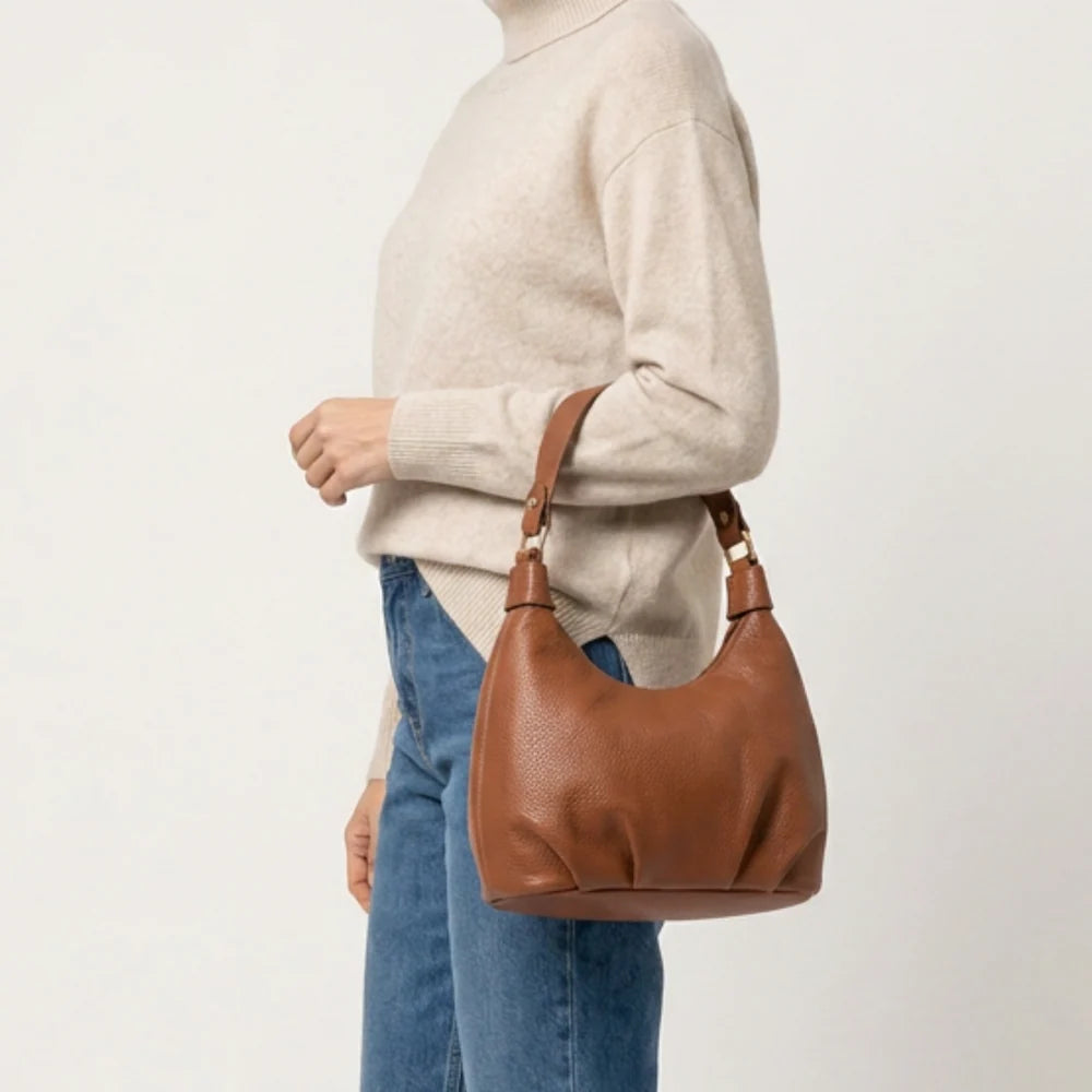 Eli Beaumont Italian Leather Dumpling Bag Tan