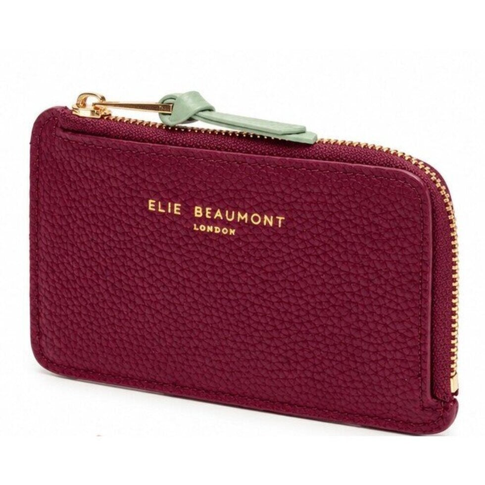 Eli Beaumont Leather Coin Card holder Wine/ Mint