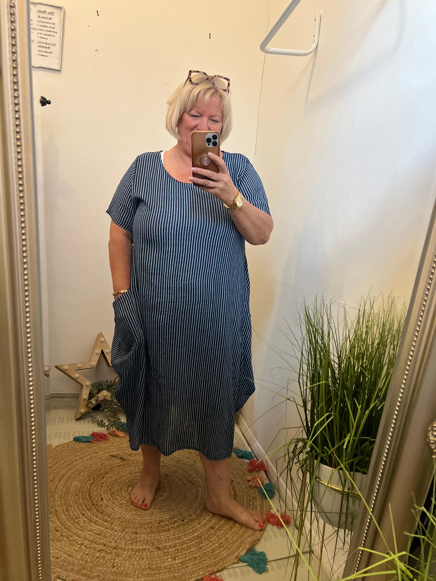 Made in Italy Stripe Dress Navy/Blue