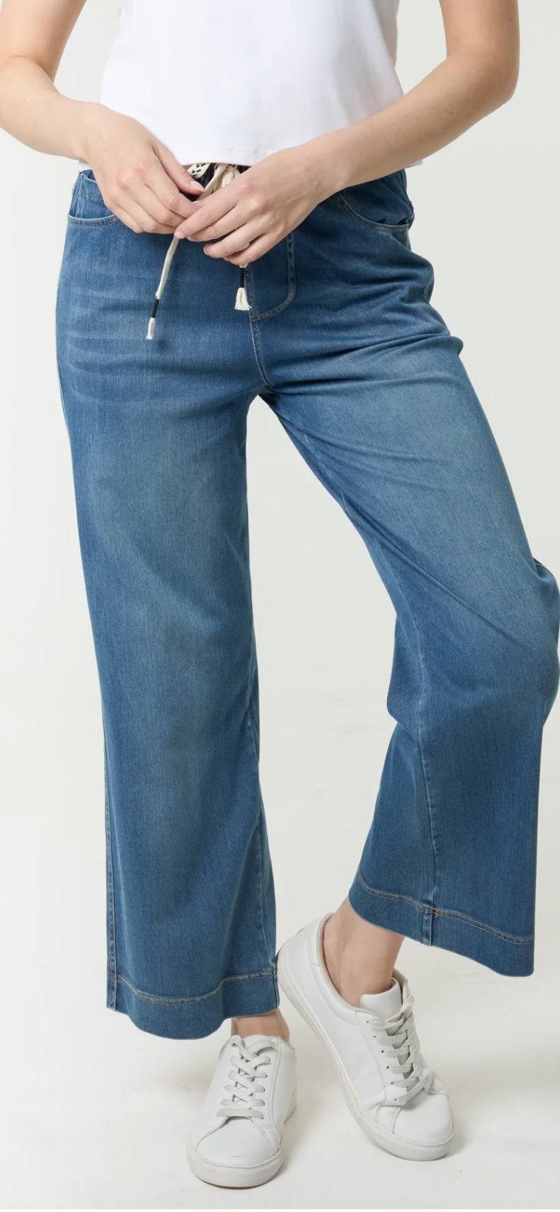 Ankle Length Wide Leg Jeans