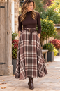 Check midaxi  Woven Skirt   dark Brown