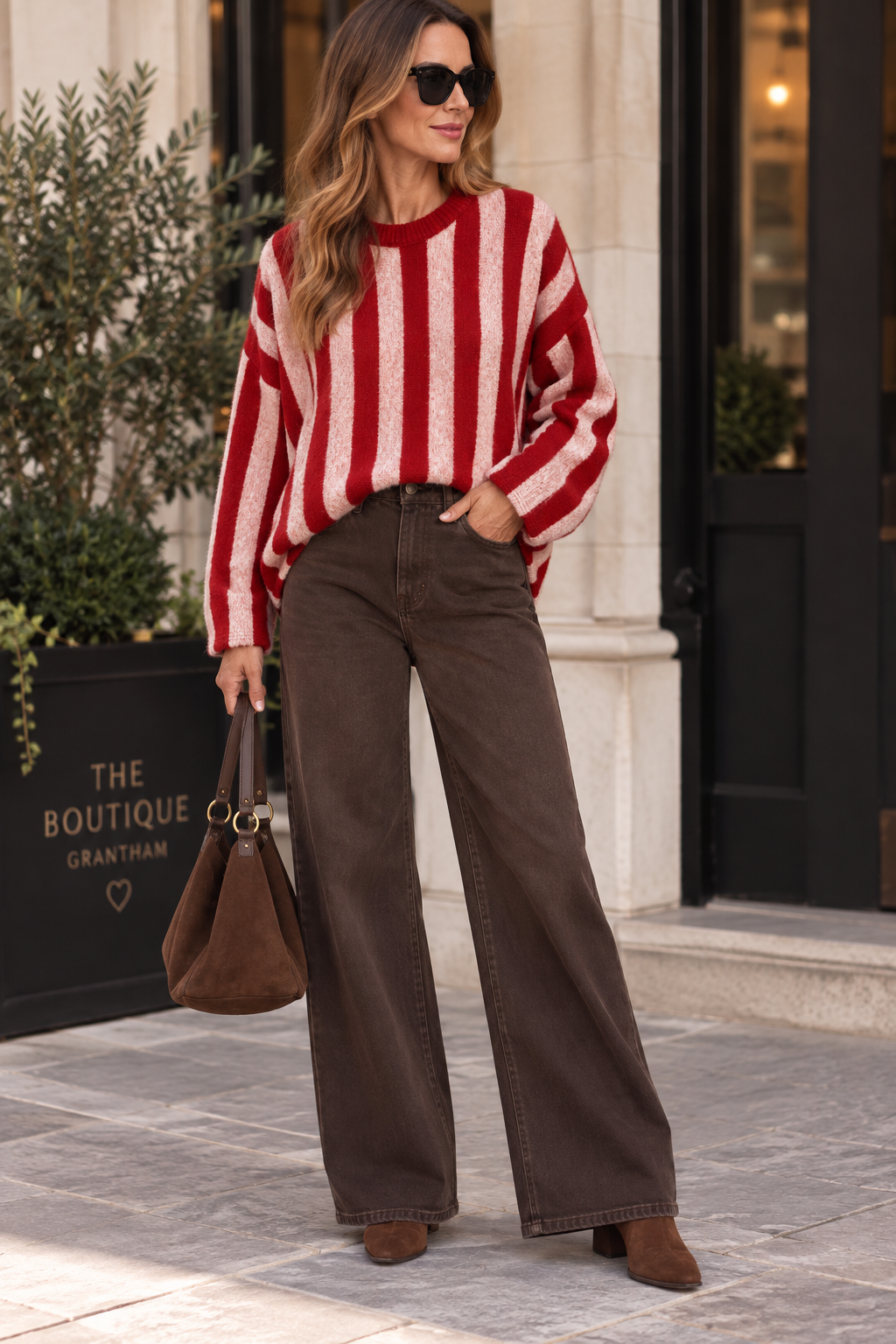 Tara Stripe Jumper Pink/Red