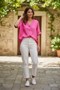 Button Blouse Fushia