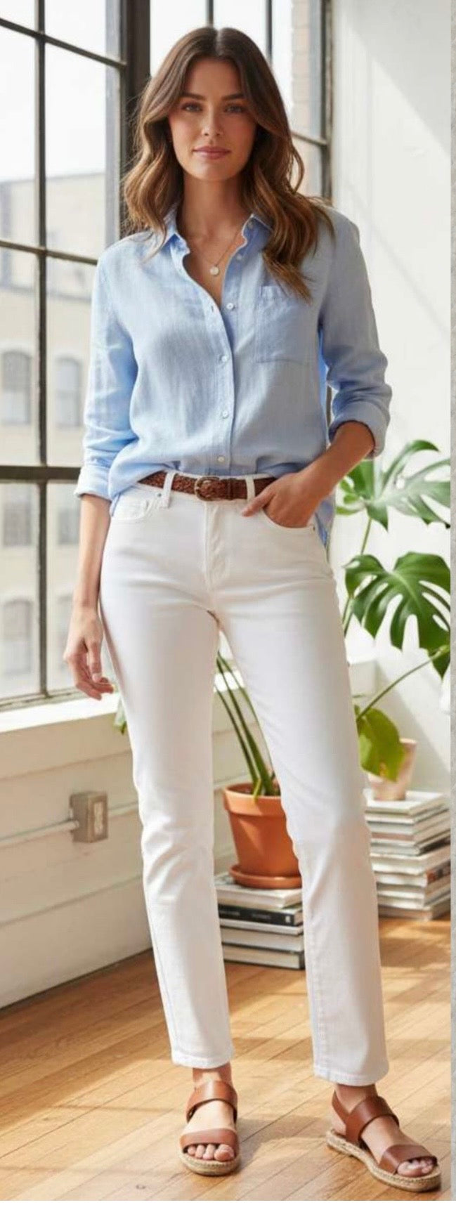 High waisted Slim Jeans White