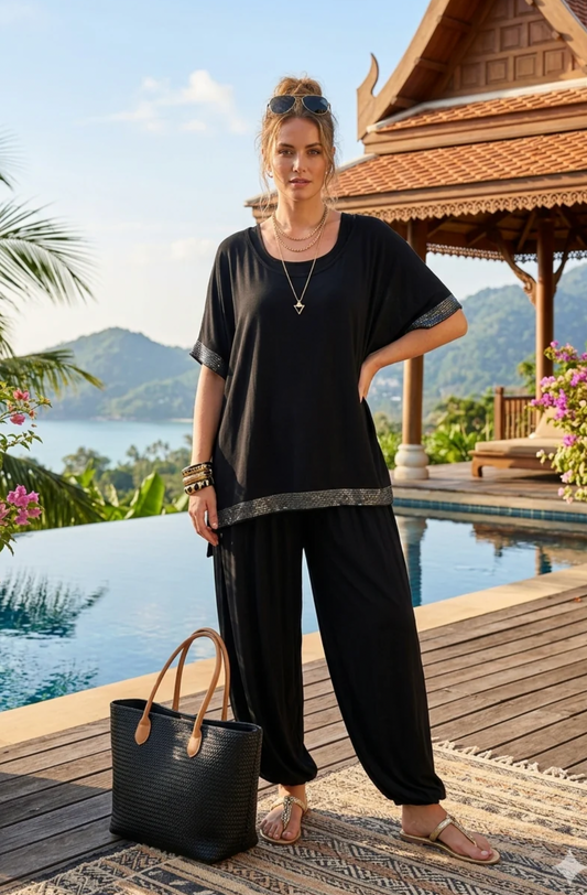 Sequin Trim 2 pce Set Black