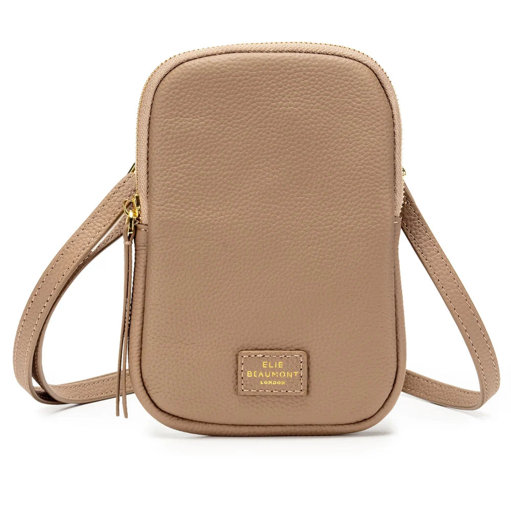 Eli Beaumont Premium  Leather Phone Bag Mink