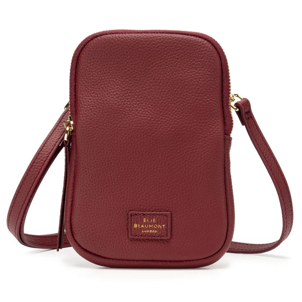 Eli Beaumont Premium  Leather Phone Bag Burgandy
