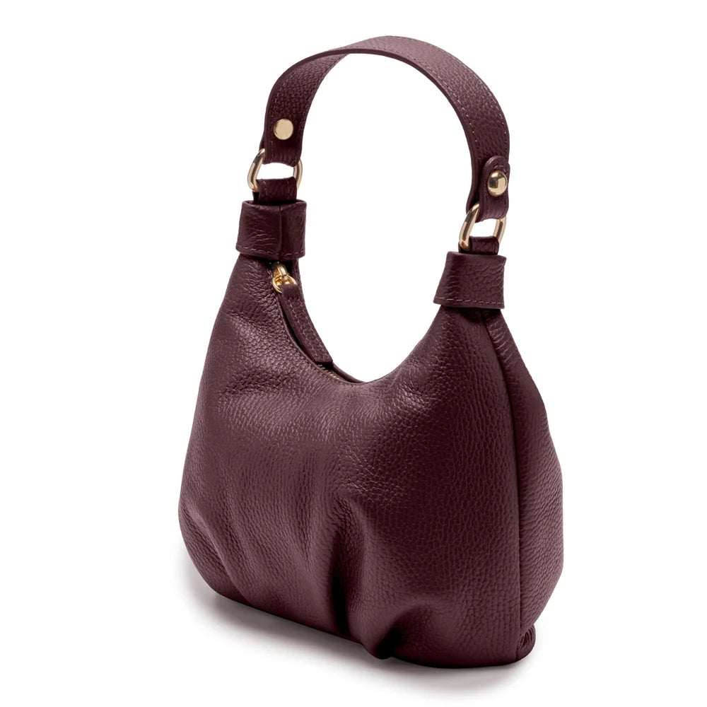 Eli Beaumont Italian Leather Dumpling Bag Burgandy