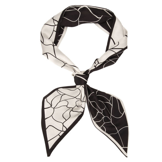 Eli Beaumont Boxed Vegan Silk Foulard Cream and Black Swirl
