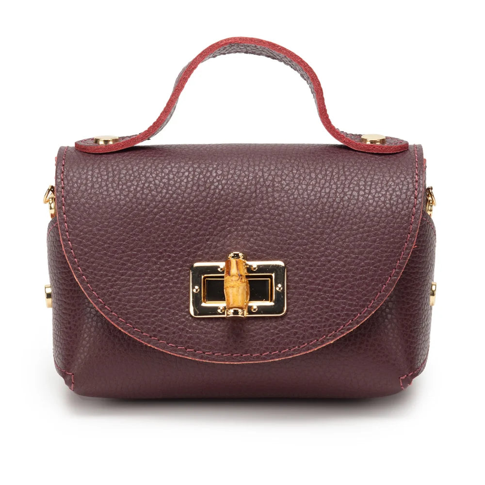 Eli Beaumont Mini Bamboo Bag Burgandy Leather