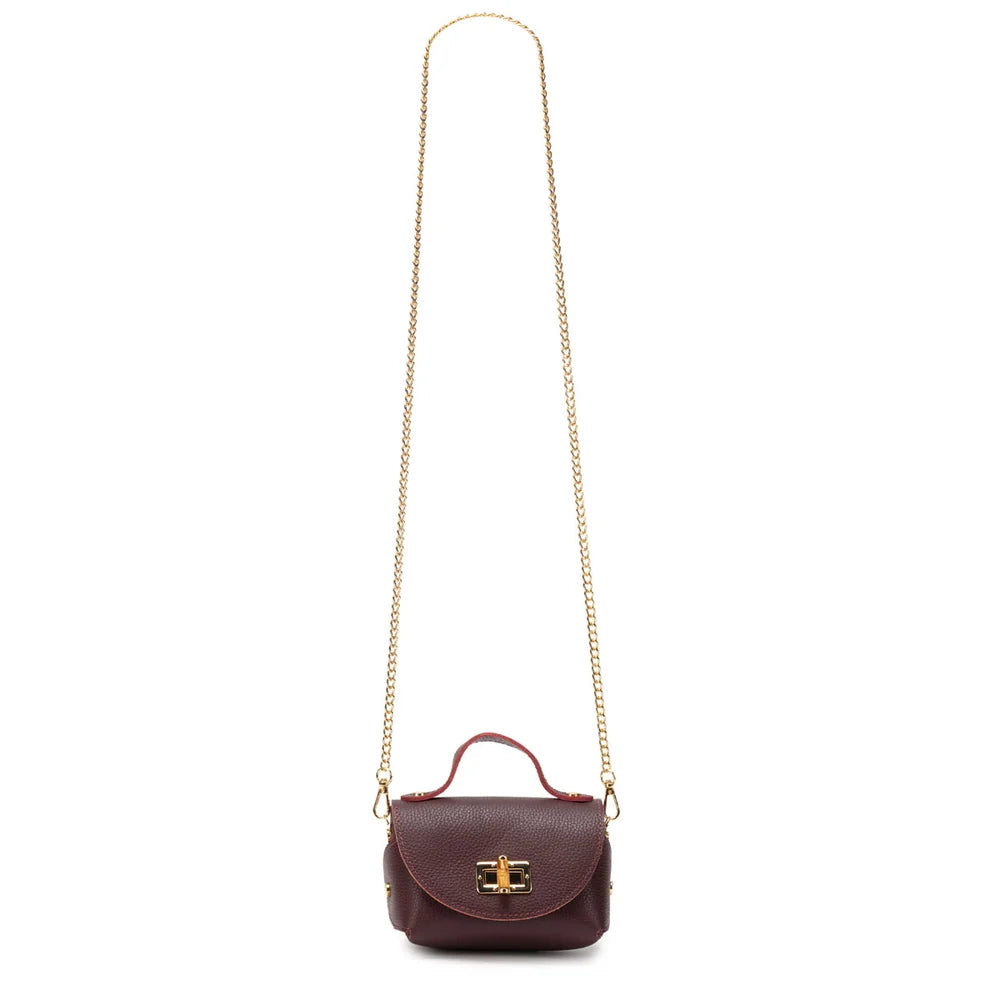 Eli Beaumont Mini Bamboo Bag Burgandy Leather