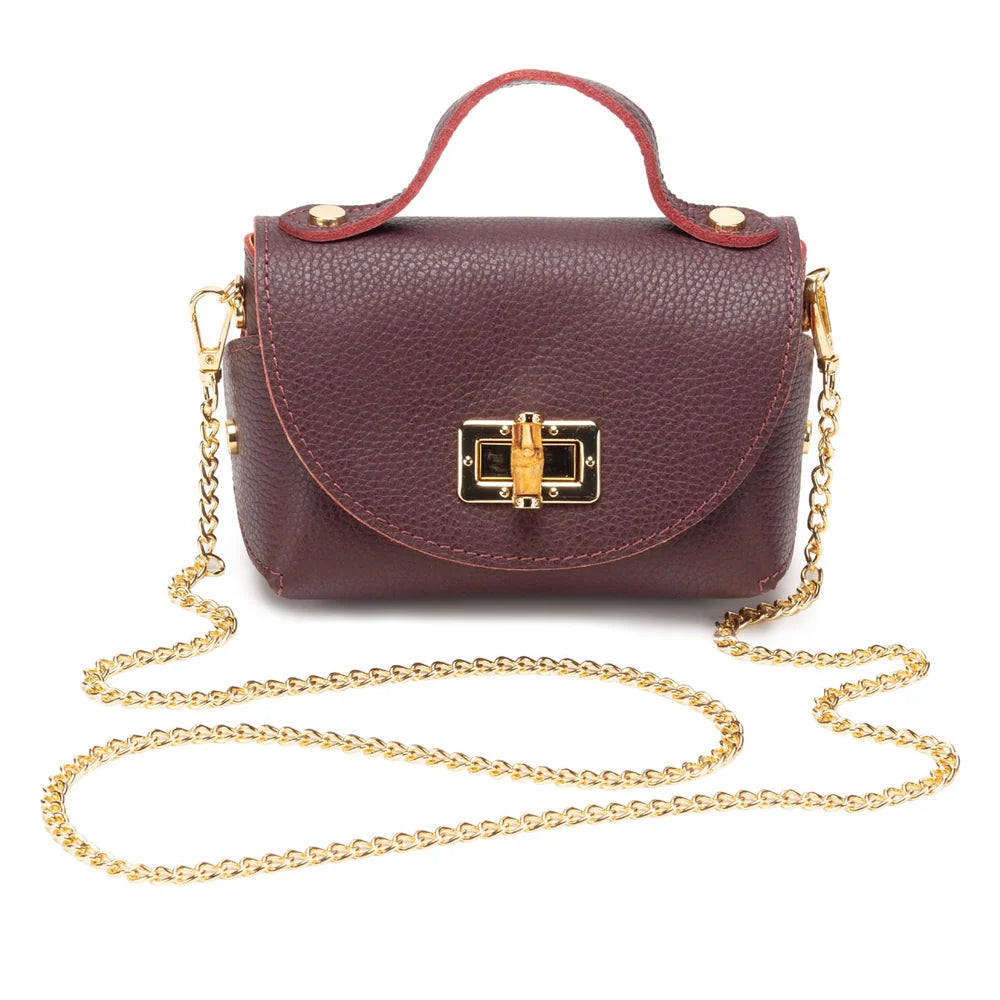 Eli Beaumont Mini Bamboo Bag Burgandy Leather