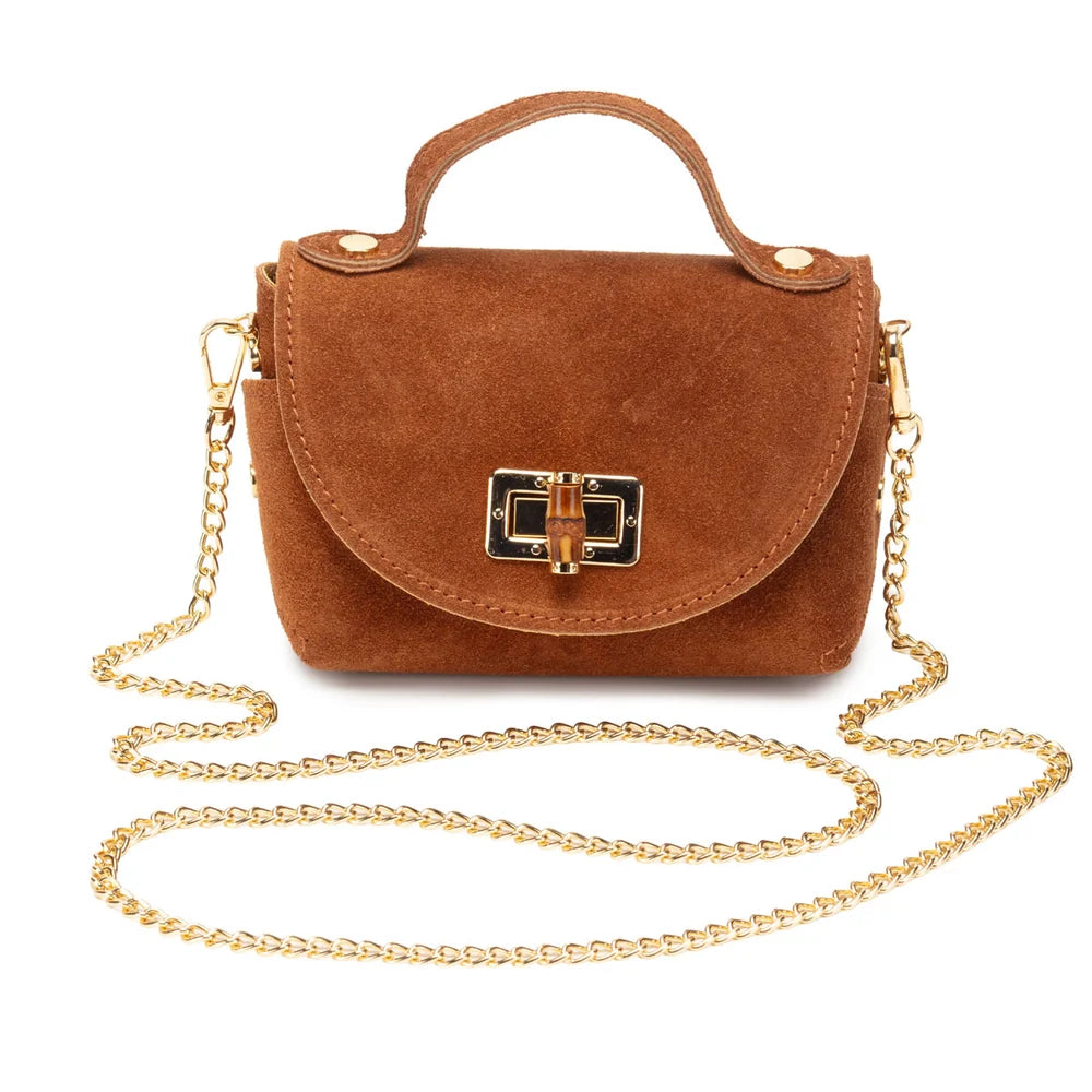 Eli Beaumont Mini Bamboo Bag Tan Suede