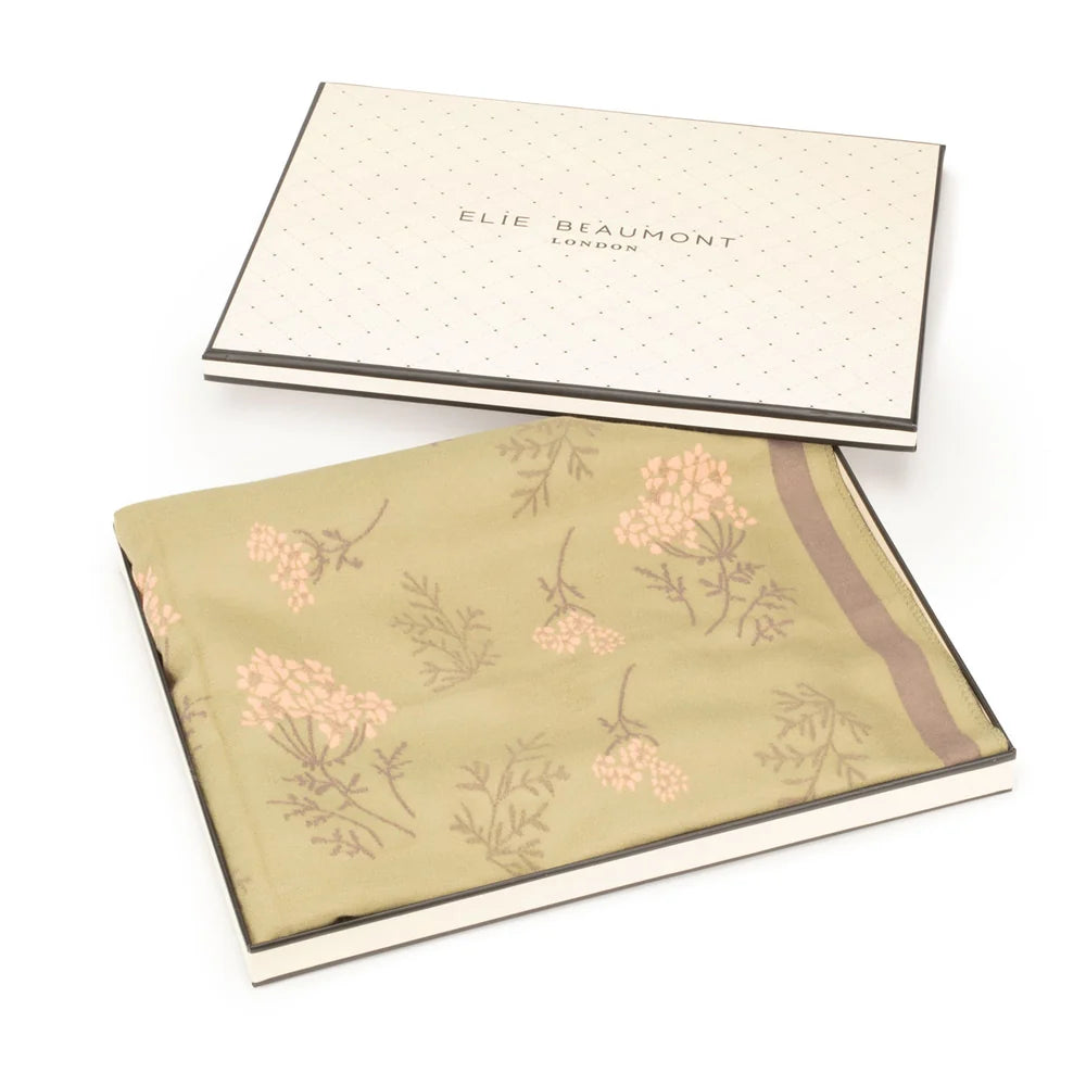 Eli Beaumont Reversible Olive& Rose Floral Winter Scarf