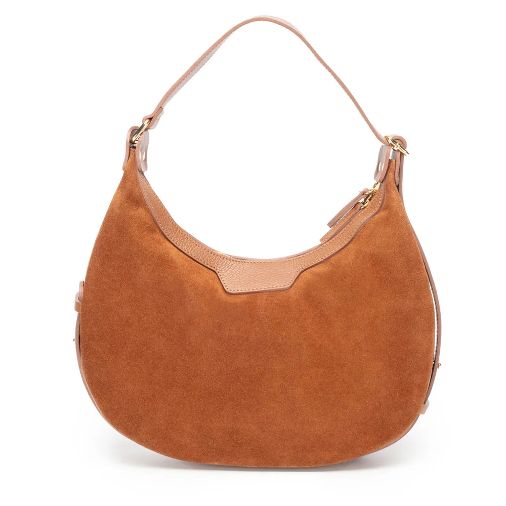 Elie Beaumont Shoulder Handbag Crescent Suede  Tan