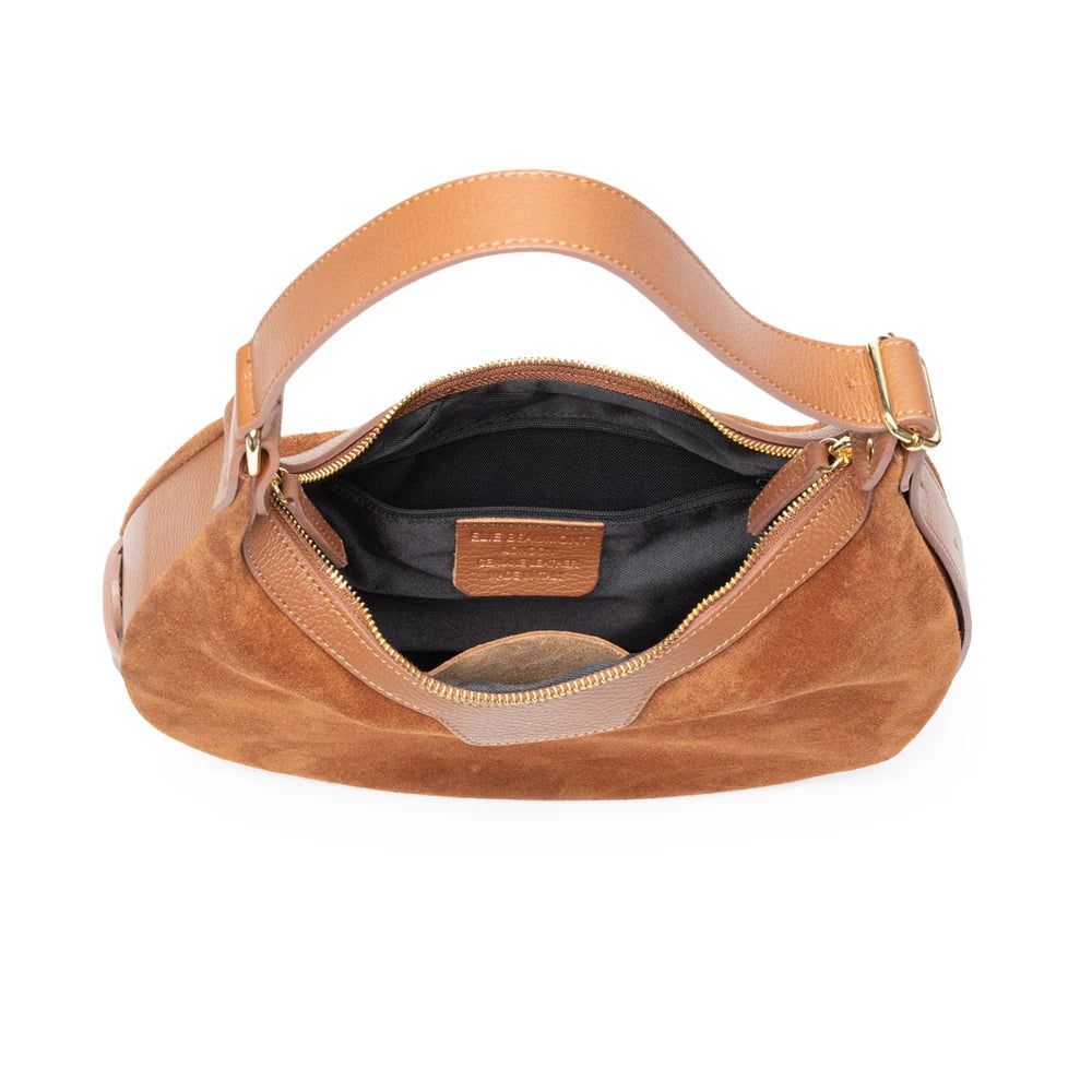 Elie Beaumont Shoulder Handbag Crescent Suede  Tan