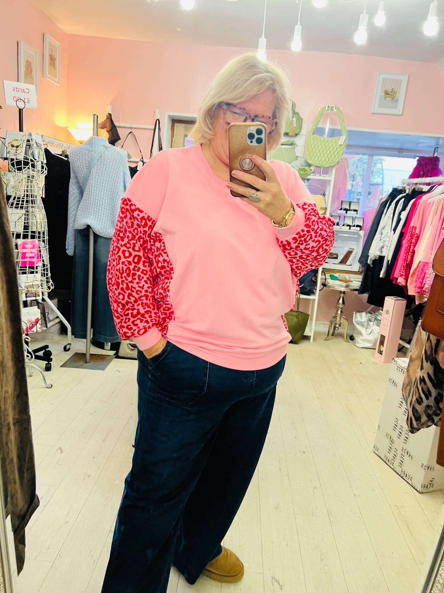 Leona Print sleeve Pink