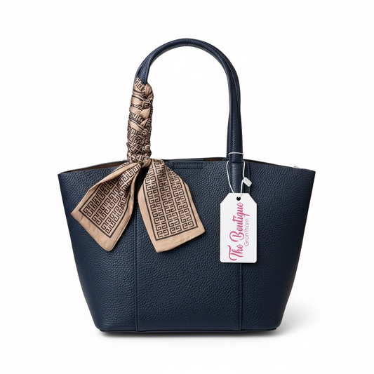 Two in One Scarf Handle Grab Bag Navy