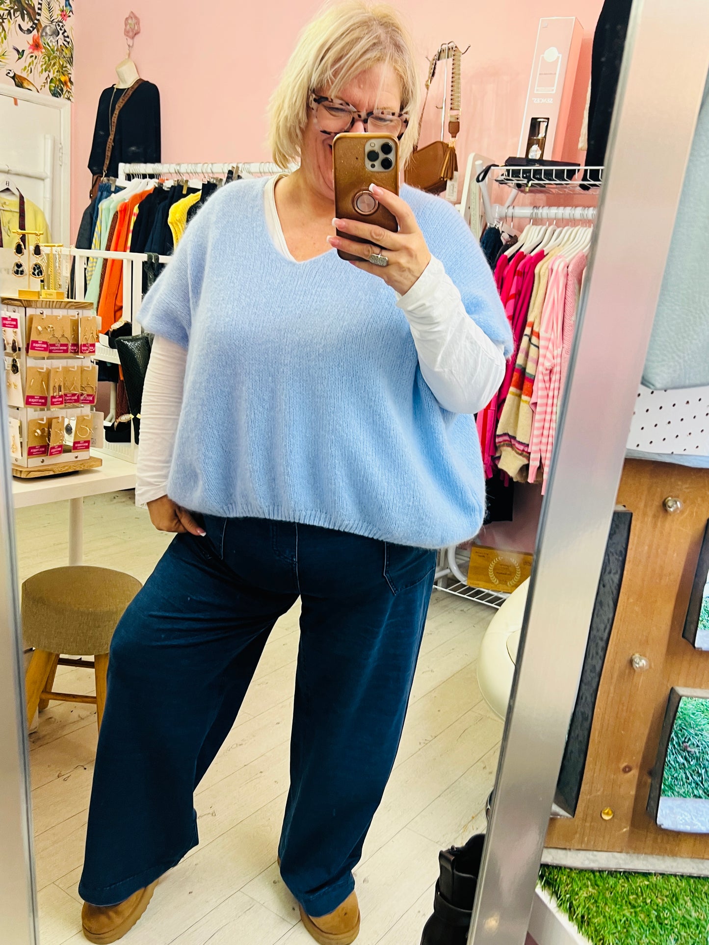 Dana Oversized Tank Knit Light Blue