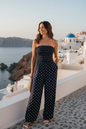 Spot Print Bandeau Jumpsuit Navy