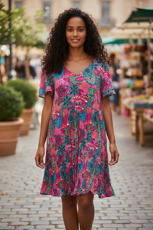 One Summer Crinkle dress Pink