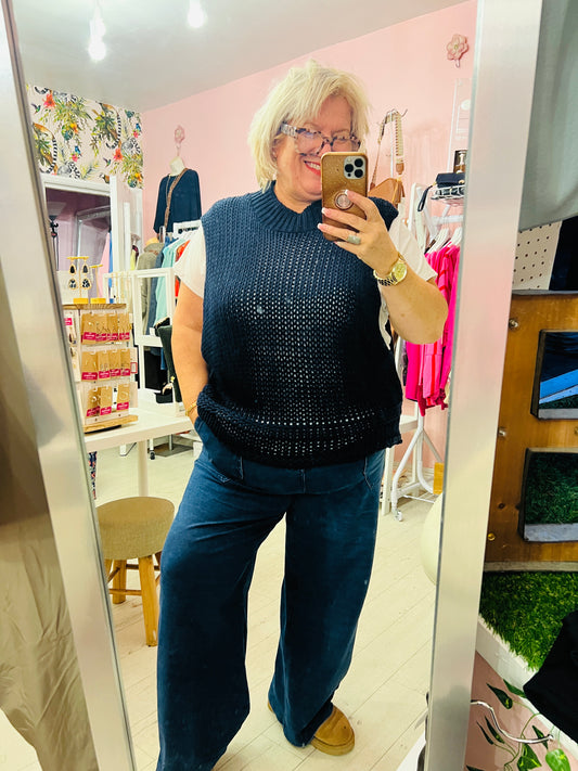 Chrissy Chunky Knit Tank Top Navy