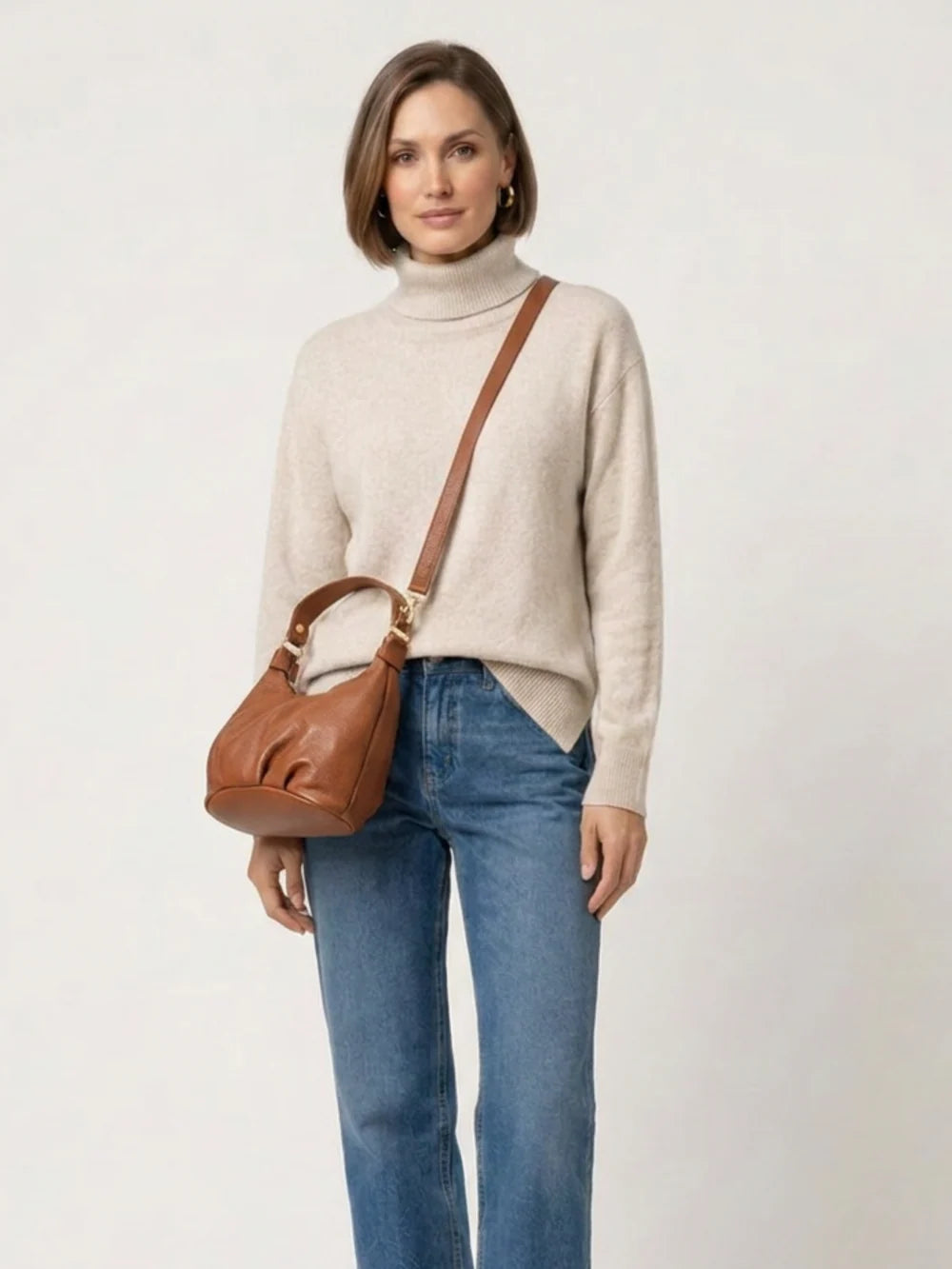 Eli Beaumont Italian Leather Dumpling Bag Tan