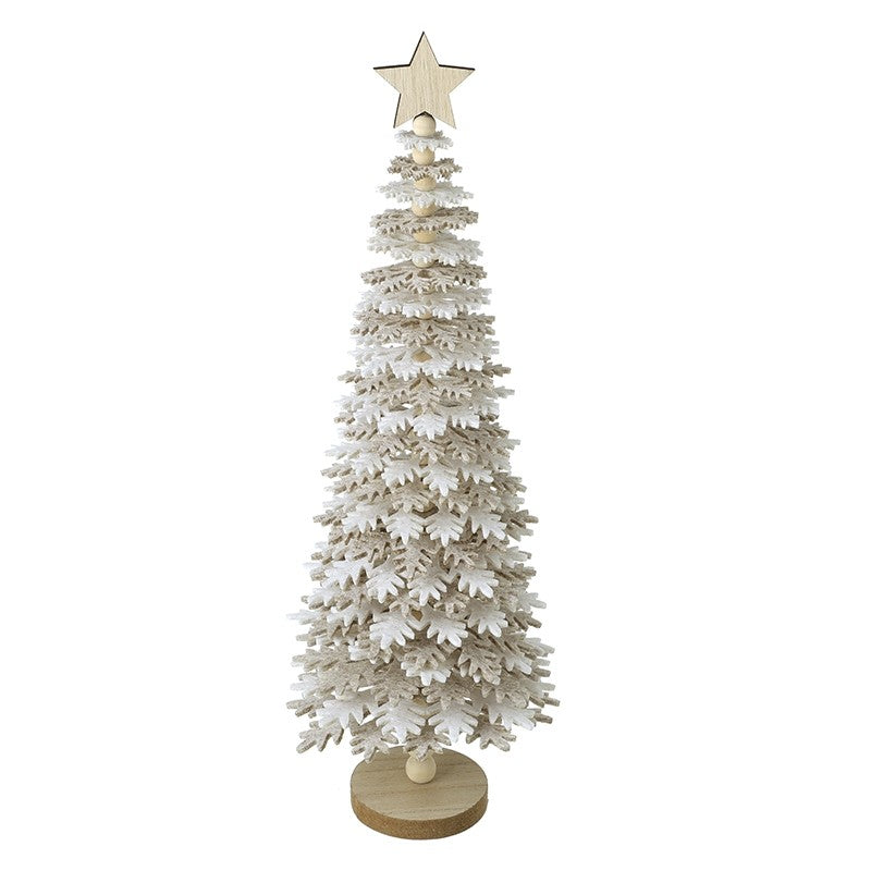 Snowflake Biege and White Felt Christmas Tree